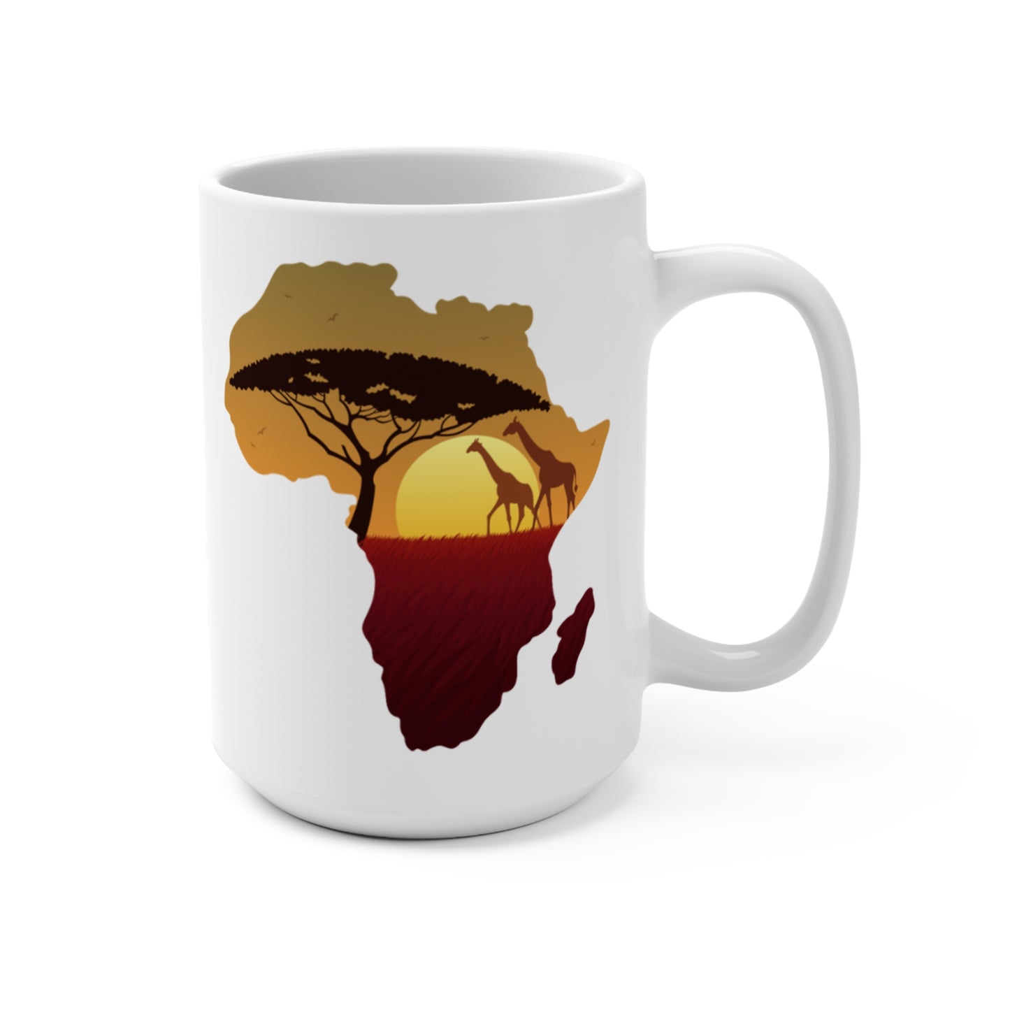 Africa Silhouette Mug — Sunset Safari 15oz